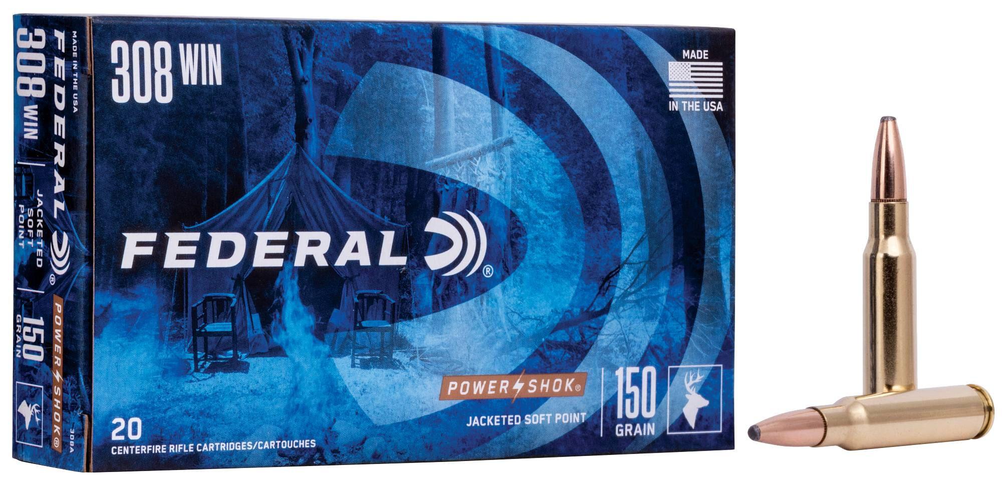 Federal Power-Shok Rifle 308 Win 150gr JSP