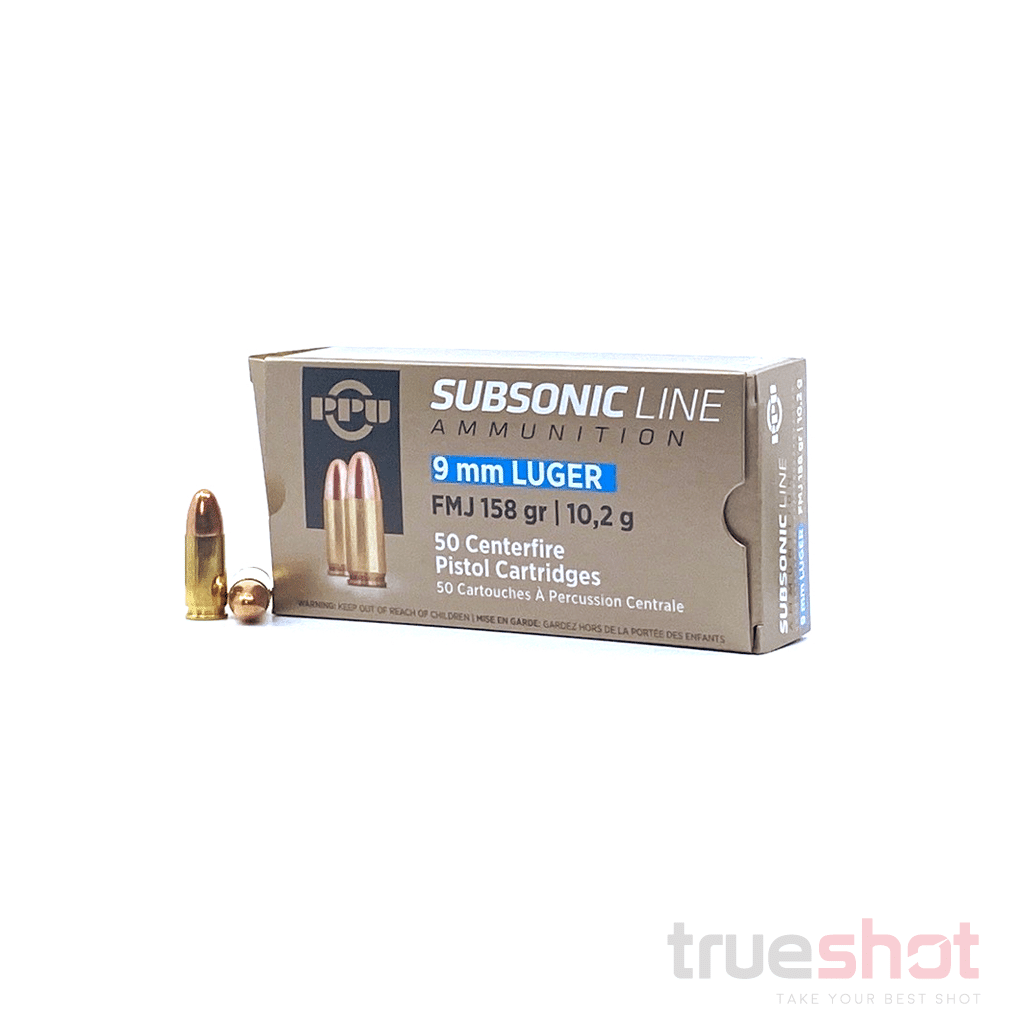 PPU 9mm Luger 158gr FMJ Subsonic