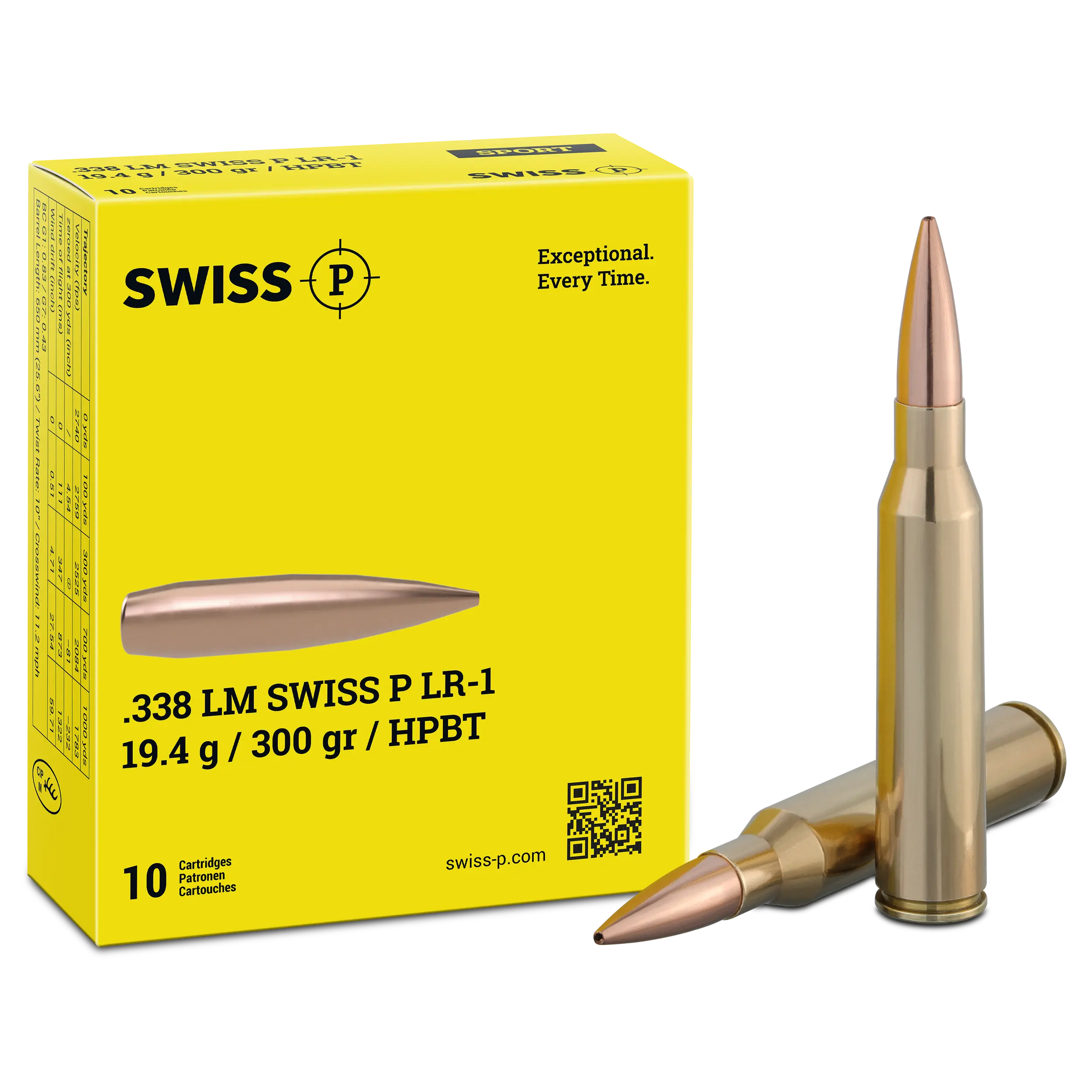 .338 Lapua Mag. SWISS P LR-1 19.4 g / 300 gr (Sport)